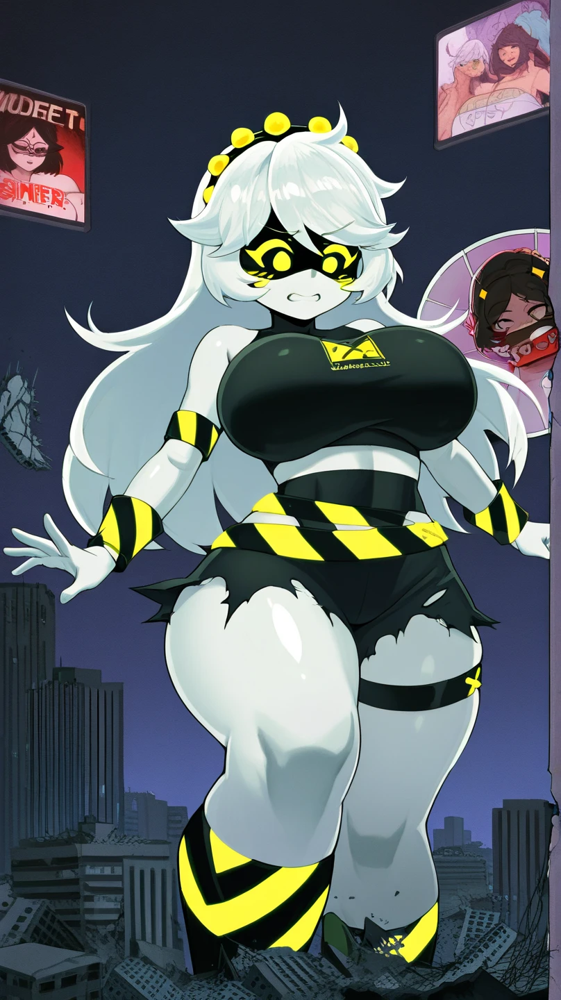 score_9, score_8_up, score_7_up, source_anime,BREAK,1girl,solo, cyberpunkrebecca, rebecca, long hair, green eyes, green hair, colored skin, colored sclera, white skin, red sclera, artificial eye, mechanical eye, cyborg, red pupils, large breasts, twintails, underwear, jacket, hairband, bra, black jacket, tattoo, black hairband, black bra, leg tattoo,partially unzipped jacket, neck tattoo, outdoors,cyberpunk, cityscape, night, moon, looking at viewer, smirk, huge overfilled breast_implant, huge keep_inflating_Extrem_like a blimp, silicone_tank extremely huge inflated Breast extremely huge inflated muscles, large Breast Augmentation Implants breast, huge overfilled round breast_implant like a blimp, hyper_breast_implant Some of the biggest expanding breasts and booty in the world. Only
