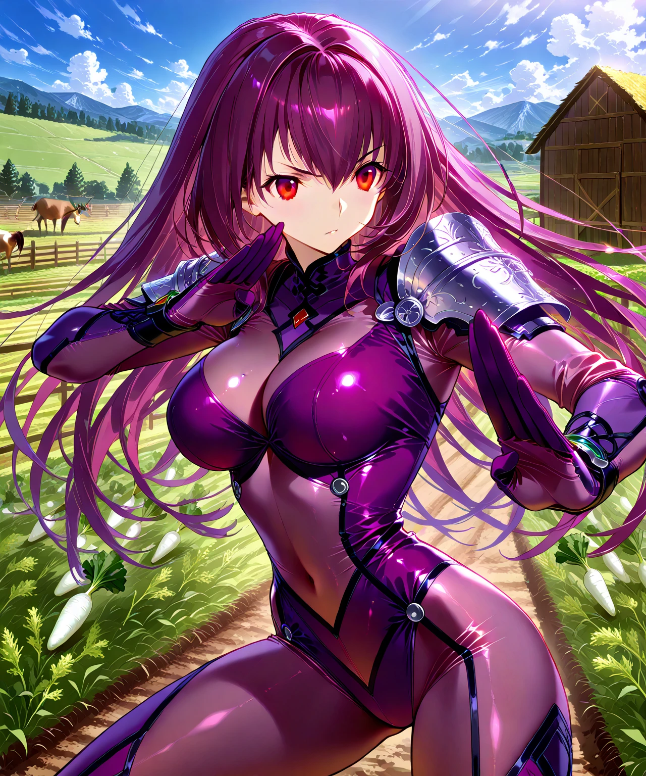 HDR, CG, sharp focus, (8k), (4k), Masterpiece, The best quality, extremely detailed, intricate, detailed skin, hyper detailed, sharp focus, Perfect eyes, looking at the viewer, high quality, Teen Titans, redhead, green eyes, arms behind head, big tits, SMILE, crossed legs,