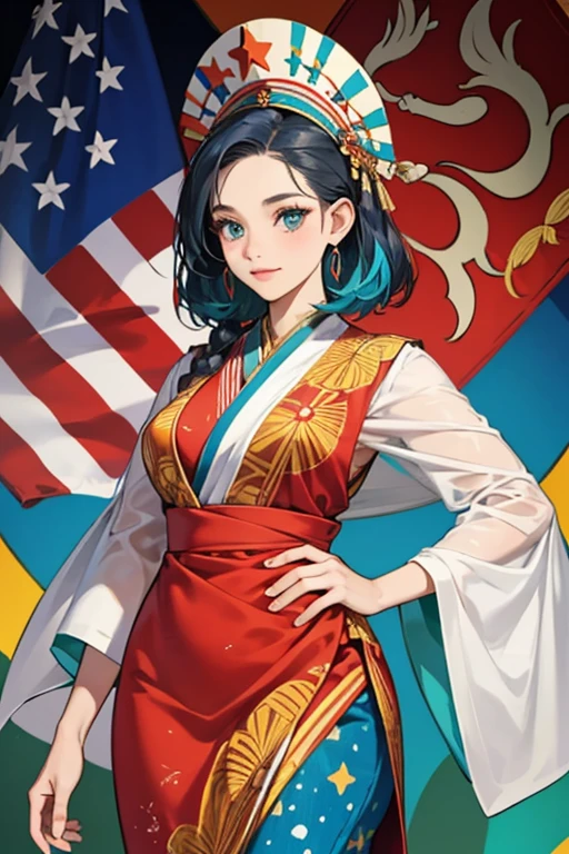Big boobs anime girl holding Malaysian