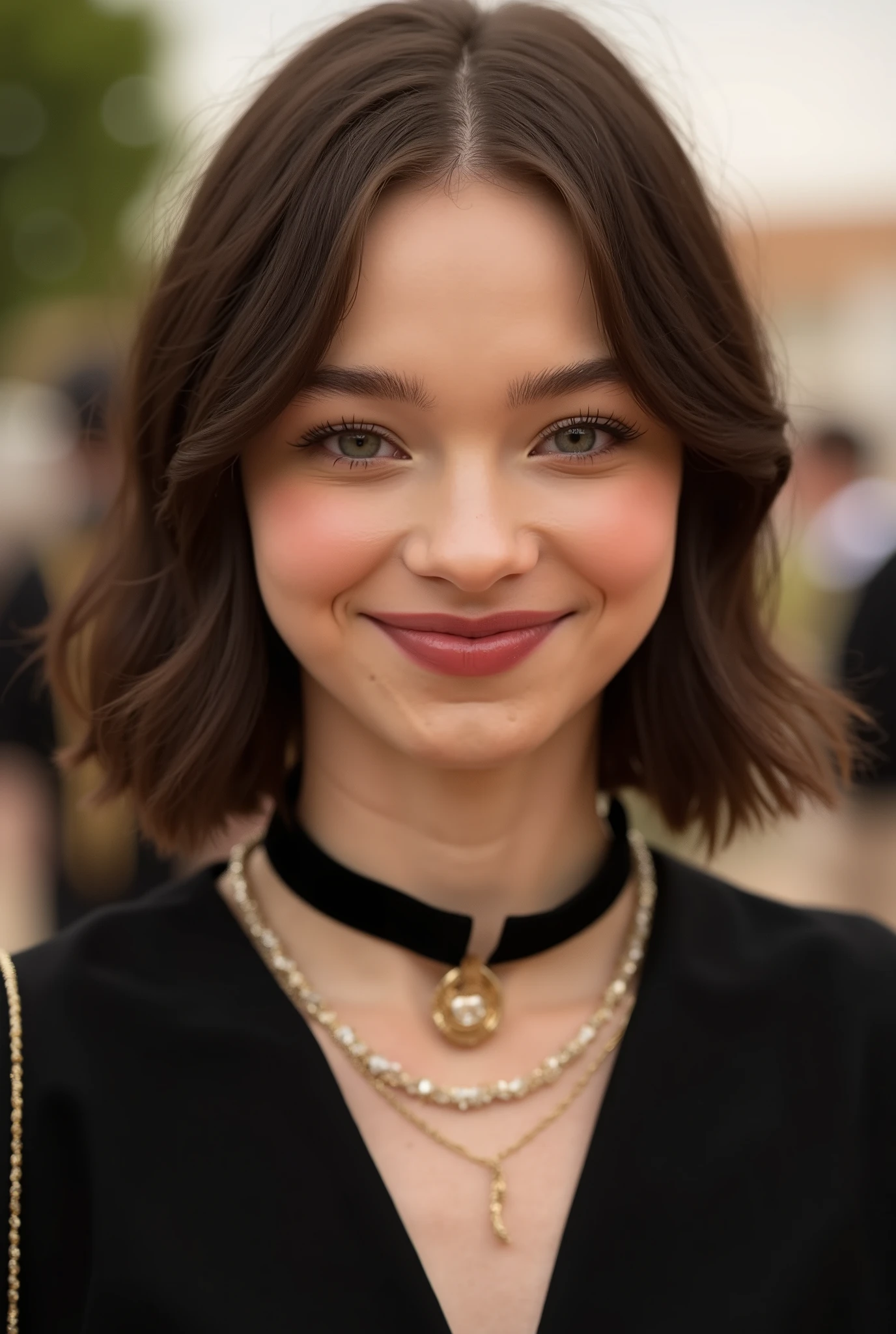 Emma Myers ((Mais alta qualidade)), ((Highest quality、Obra-prima、Alta sensibilidade、high resolution、detailed description、depicting a delicate face)) mulher esbelta 、glasses、sobrancelhas finas、 with a pleasant smile 、 happy expression 、Graduation Ceremony、