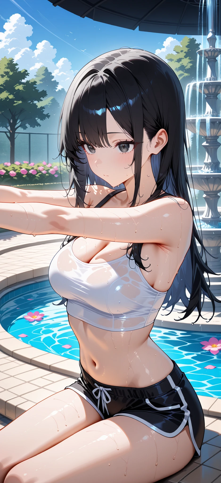 ((Highest quality、、masterpiece:1.3))、Long legs、Sharp focus:1.2, Beautiful woman with perfect figure:1.4、(Smiling:1.2), double eyelid、30-year-old female、Sexy pose、((((Close your mouth、One Woman、bikini)))),(((((one women,pool side:1.5)))))、((standing, cowboy shot:1.5))、