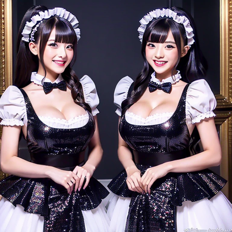 2 girls, standing straight, Huge-breasts, wedding dress, sexy outfit, white lace stockings, red-lips, high detail, Masterpiece,
