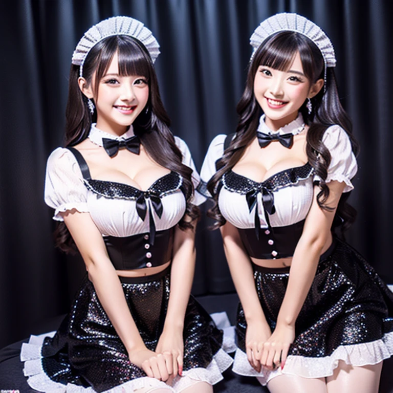 live stage, idol costume, maid, sleeveless, large breasts