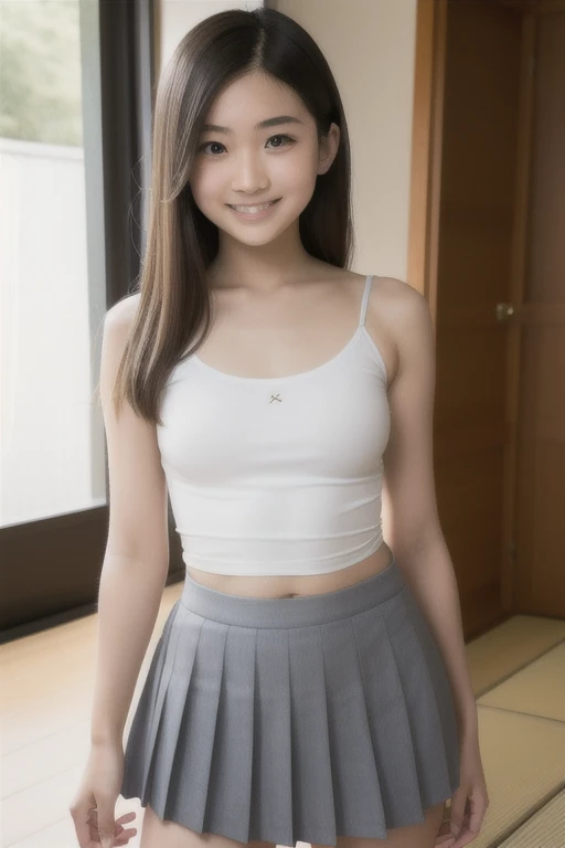 (masterpiece, highest quality:1.4), award-winning portraits, 8K, 85mm, alone, beautiful face, delicate girl, gardenia, grace, Sophisticated, cute, teen, looking at the viewer, 15 years old, Raw photo, disorganized, HDR, sharp focus, A bow tie, background bokeh、(((flat 、thin and delicate body、A childish atmosphere、sitting、basement)))、Her shiny semi-long hair is tied up、hair swaying in the wind、Mole on the left cheek、large, round, dark blue eyes、full body、Junior idol、Nogizaka Idol、widening skirt、jump、mole under eye、sexy、No panties、legs open、naked and towel、Peeing