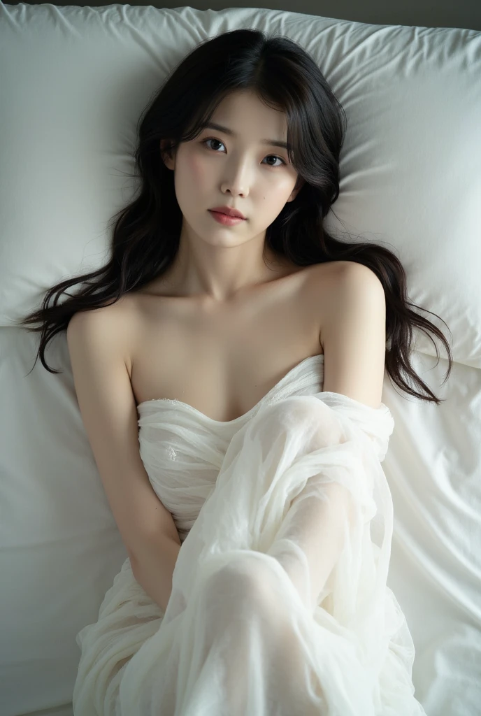 Pov shot,Realistic,high quality, Detailed Images,highquality,High resolution,Beautiful and slim girl,feminine,Flat Chest,(making me cum:1.5),in my bed