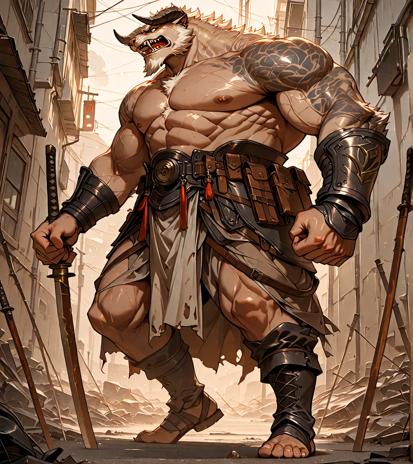 Solo Sexy young anthro scalie reptile dragon male mercenary medieval solider, tall and slim slimin hips muscular, anthro handsome gay shorter muzzle, handsome gay model male apperance, sword scars, worn out leather skimpy armament, low on hips heavy leather belt, old very worn out skimpy dirty linen material jockstrap, old yellow dirty worn out stains on white sawn jockstrap, very visible "x" brown seam pattern on the jockstrap, studded skimpy armlets breastplate armor, skimpy breastplate, leather bondages, fingerless leather gloves, blooded sword, blooded armor, blooded husk, smelly unwashed husk, dirty body look,