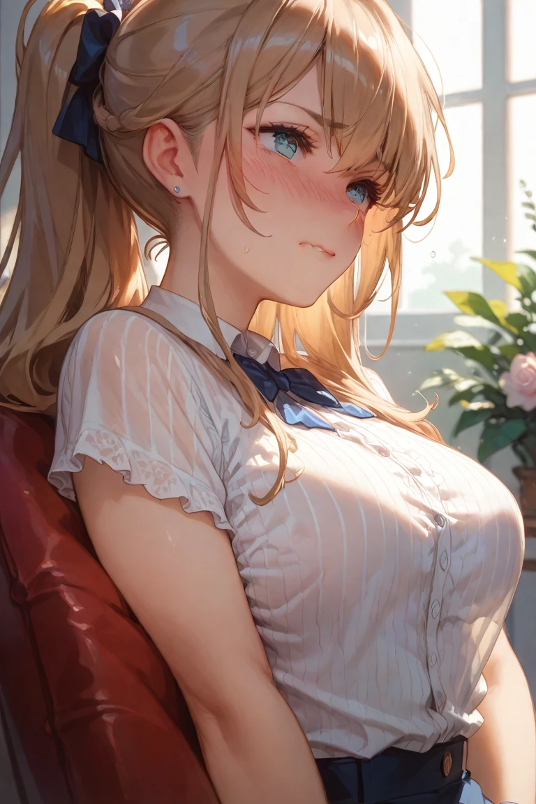 absurdres, (masterpiece, best quality), (ultra-detailed), extremely detailed, super high resolution, (Top Quality photorealistic Illustration), (Super Definition), (best quality,masterpiece:1.0),(cute illustration:1.3), (high Saturation:1.2), highres, ultra-detailed, 32k,8k resolution, intricate details, cinematic scene, detailed background, detailed background,(masutepiece:1.2), (Best Quality:1.2), hyper detailed illustration, beautiful artwork，(Extreme detail CG Unity)， (8K Wallpaper)、(exquisite lighting and shadow)、(highly dramatic picture)、(cinematic lens effects),strong light coming in， 
BREAK
(dynamic angle:1.6), (close to viewer:1.6),from below, depth background, in the sandy beach, ocean, splashing, blue sky, windy, rim light, sunlight, beautiful lighting, strong light, widely,
(girly standing:1.3), ((looking up at viewer)), ((looking up)),  
BREAK
 1 girl, (aaerika:1.8),cute girl, (round face:1.6), (baby face:1.6), (kawaii:1.6), (cute:1.6), (loli face:1.6), (round eyes), (ultra-detailed brilliant big eyes), (large pupil), ((shiny skin)), ((pale skin)), (shy), (blush), smile, BREAK baby pink eyes, long hair, twintails, hair ribbon, , neck ribbon, collared shirt, 
BREAK
(open shirt:1.6), (show off nipples:1.8), (exposing bare breasts:1.8), (exposed chest:1.8), (no bra:1.3),medium breasts, (small nipples:1.2), (small areolas:1.2),,(very extremely small panties),(pussy line), Big smile