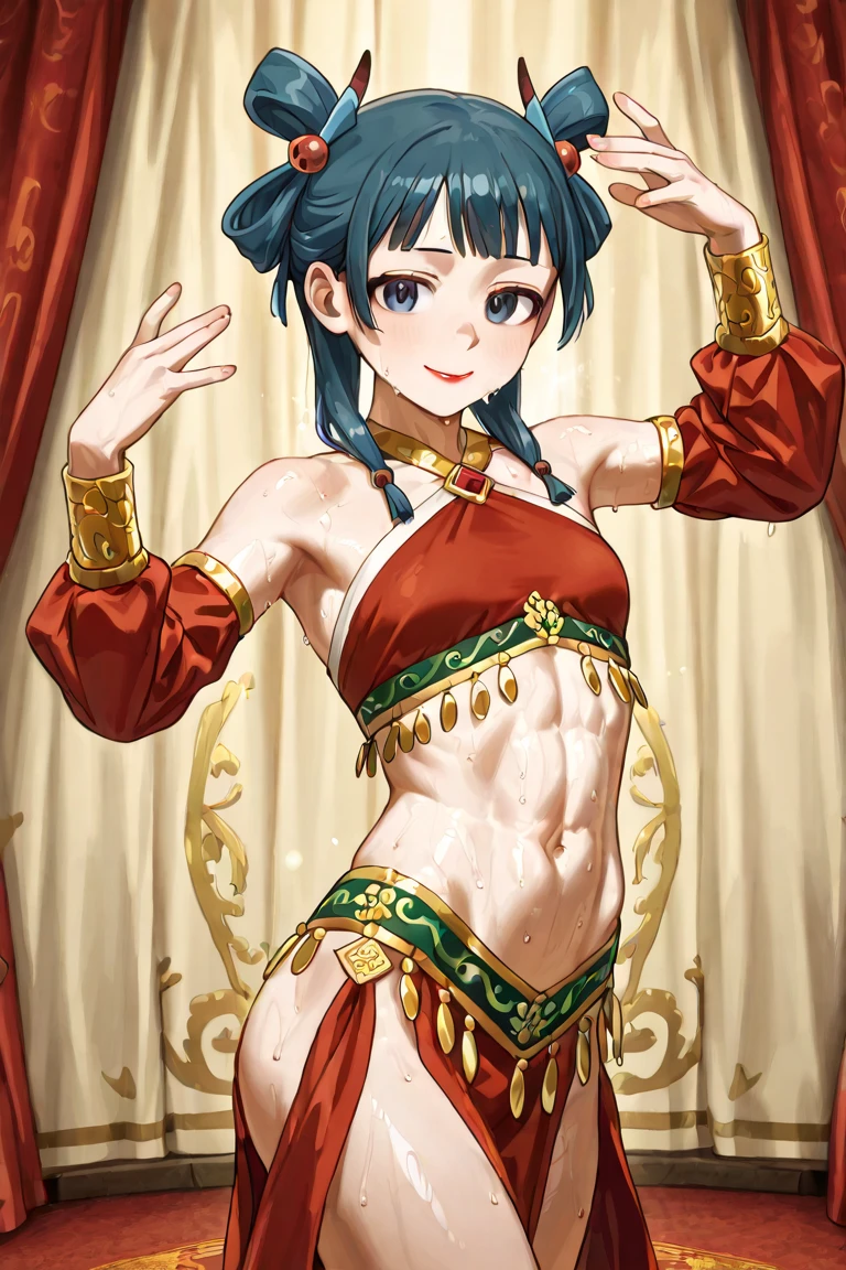 (masterpiece, best quality, 8k, super detailed skin, super detailed eyes, super detailed ears, super detailed eyelashes, super detailed nose, super detailed mouth:1.4),  (<lora:Ayaka Nishiwaki:0.8>, gold, jewellery, Ayaka Nishiwaki, earrings, choker, bracelet,  anklet, toe ring, rings:1.4), (armlet, circlet, thighlet:1.8), (sideboob, soles, thighs, underboob, tiptoes, standing, twin braids,  foot focus, toes, feet up, ass, feet, leg up, legs), blunt bangs, breasts, curtains, full body, medium breasts, navel, stomach, solo, 1girl, 2 legs, [after][zoom_enhance mask="foot" replacement="closeup foot" max_denoising_strength=0.9 precision=120][/after],