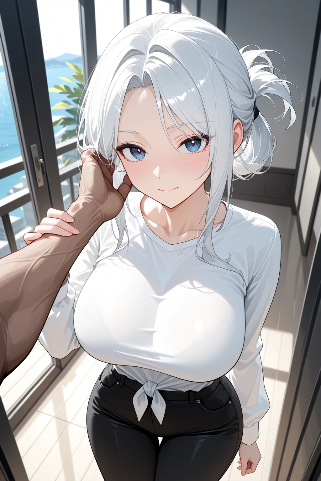 Grab Your ,Turn around.,Lick things.,large boobs,bara,Gray Hair,genitalia,Wet torso