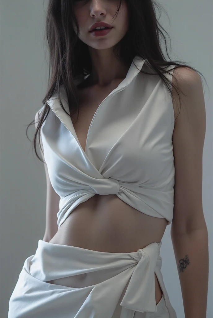 (((Best Quality, 8K, Masterpiece: 1.3))), (((massive gigantic saggiest longest hanging down breasts))), long black straight hair, beautiful smile, (((seductive, sexy, hot, sweaty))), (((fully buttoned white shirt))), (((from behind)))