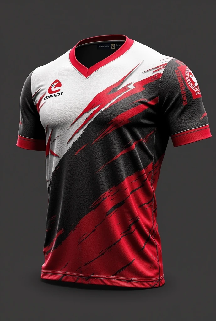 Creat a jersey of FS ESPORTS IN WHITE AND RED BLODY COLOR