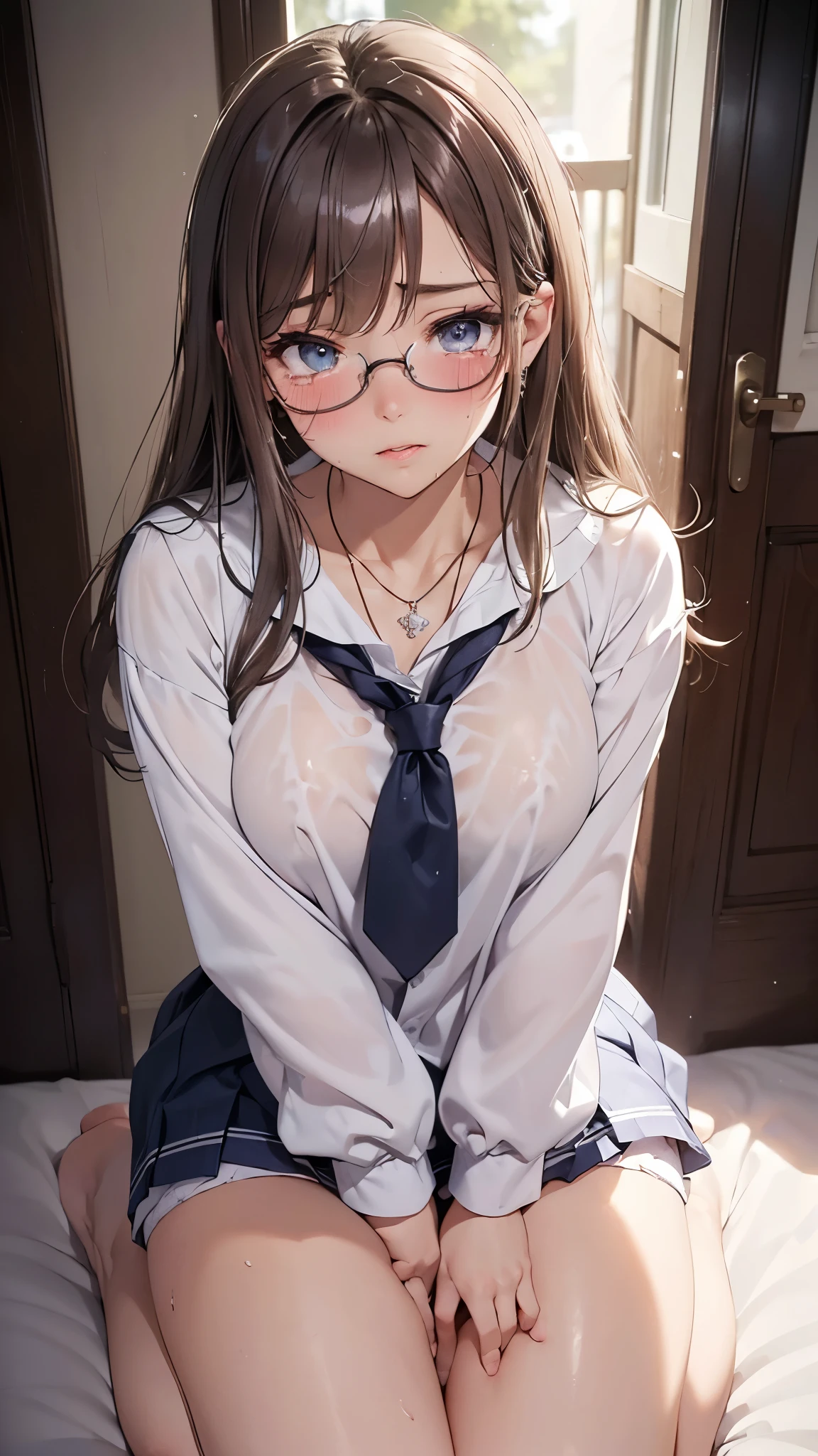 NSFW:1.5,masterpiece, 最high quality, high quality, High resolution, high quality texture, high quality shadows, High resolution, Beautiful details, Detailed CG, Detailed Texture, Realistic representation of face, Realistic, colorful, delicate, Cinematic Light, Side light, Lens flare, Ray Tracing, sharp concentrated, (1 Girl,concentrated:1.3), ( Intricate details, compensate, PureErosFaceV1:0.5), (細部まで美しいdelicateな顔, 緻密で美しいdelicateな瞳, Perfect Facial Proportions, Dense skin, Optimal ratio of four fingers to one thumb, Arms under chest, medium breasts, Wide Hips, Smooth upper abdomen, Tilt,middle hair ,wavy hair , Without hands, 30 years old,Blue Eyes,Glasses, Study,Office Lady, Navy uniform,Glasses,shirt, Tight Skirt,Black Stockings,machine,adultery,house wife, ecstasy face,curvy,supright straddle, bich, sweat,missionary, 1boy, penis, lying, vaginal, pov, spread legs, sex, nsfw