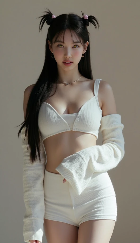 Quiet,Light makeup,Sexy,Peerless Beauty,Intellectual,clavicle,Neat long hair,Black Hair,Delicate face,Exquisite facial features,Sexy red sweater,,Navel,Navel,Stand Up Straight。