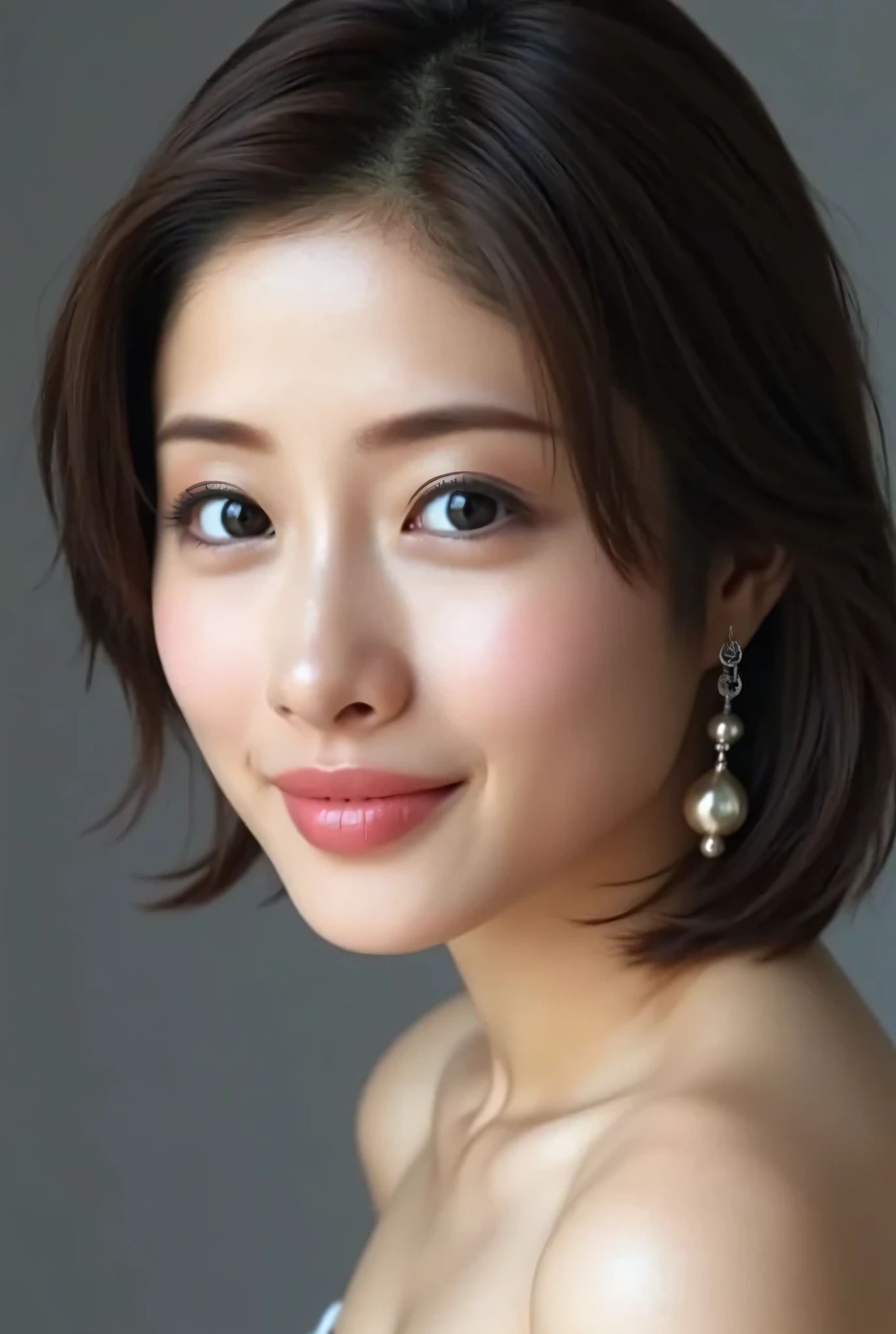 ISHIHARASATOMI,looking at viewer, beautiful skin, beautiful eyes, beautiful face, make up, masterpiece, Super Details, Best lighting, Realistic and Realistic Pictures, high definition RAW color pictures, slightly smile, highly detailed eyes, asian