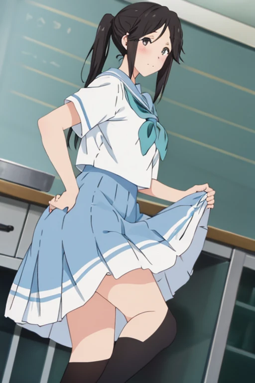 , Highest quality, High resolution, Shizumori Nodoka、 1 Girl, blush, Embarrassed face、 Stick your butt out、look back