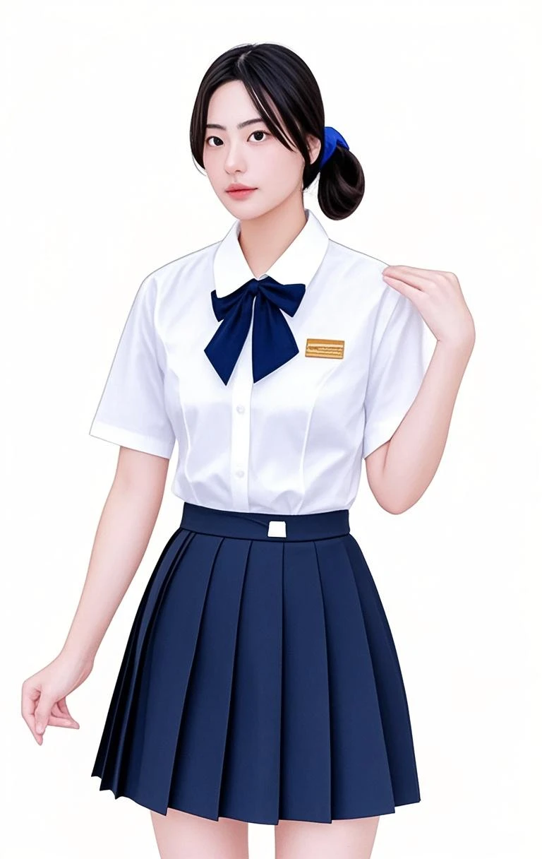 (Surreal), ((Detailed full body)), ((After school classes:1.2)), ((Sunburned skin)), (High resolution), (8K quality), (Very detailed), (Best illustrations), (Beautiful and fine details), (Highest quality), (Ultra-detailed), (masterpiece), (wallpaper), (Detailed face), ((Plump body))、20-year-old、Light brown fringe short hair、drooping eyes,Laughter、Sweaty,solo, Summer uniform, Japanese, Junior high school girl, huge 