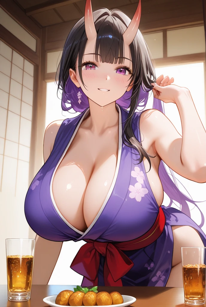 Azur Lane、((Amagnagi))、Brown long hair、Sodium Bicarbonate Ship、Big Breasts、(Fox ears)、(Red and black kimono)