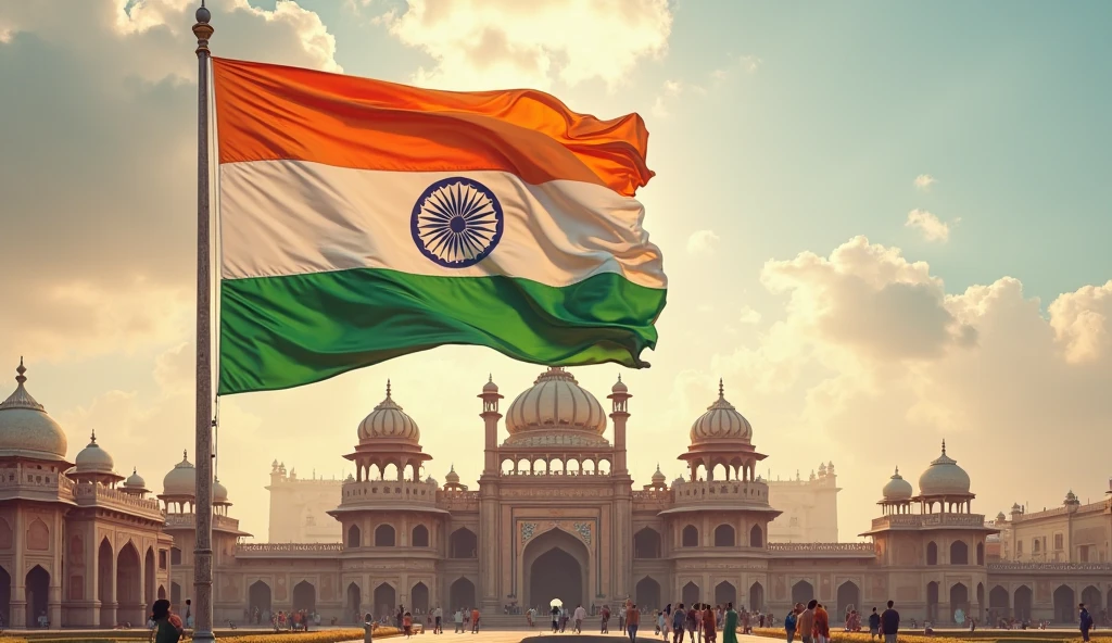 A 3d image of independence day 15 august with indian flag and tri color with creativity
