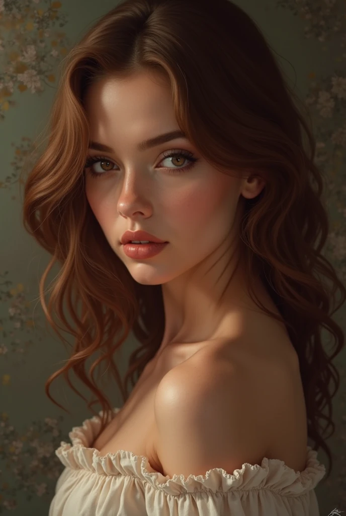a beautiful nude girl, extremely detailed portrait, detailed eyes and lips, long eyelashes, photorealistic, art nouveau style, oil painting, Draw the whole body, dramatic lighting, masterpiece, best quality, 8k, highly detailed