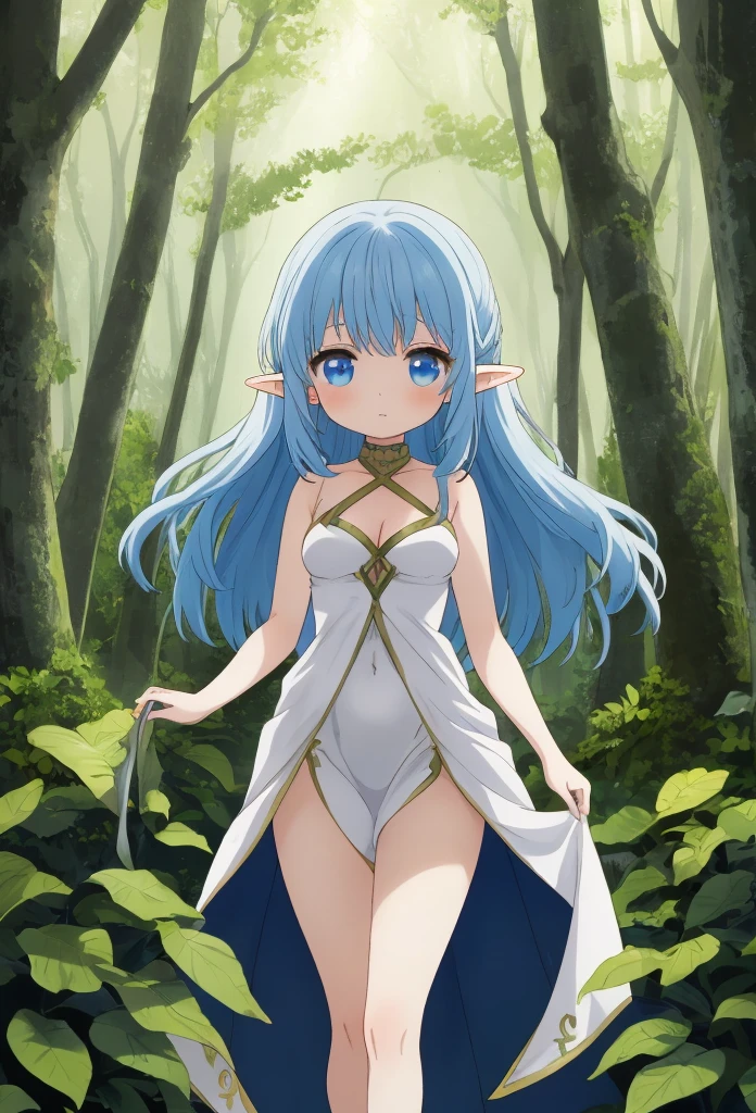 In the forest、There is a small white rabbit with long ears,  White long ears、I'm with a pretty girl with long blue hair。It is a cute white and blue costume　White panty　Dark eyes。cute forest creature, Cute mushrooms also grow、Adorable Digital Painting, cute detailed digital art, the squirrel king, Cute digital art, cute cartoon characters, cute character, CuteCreatures, Cutie, official illustrations, Official art, squirrel, maplestory mouse, astri lohne,  cute 3d render