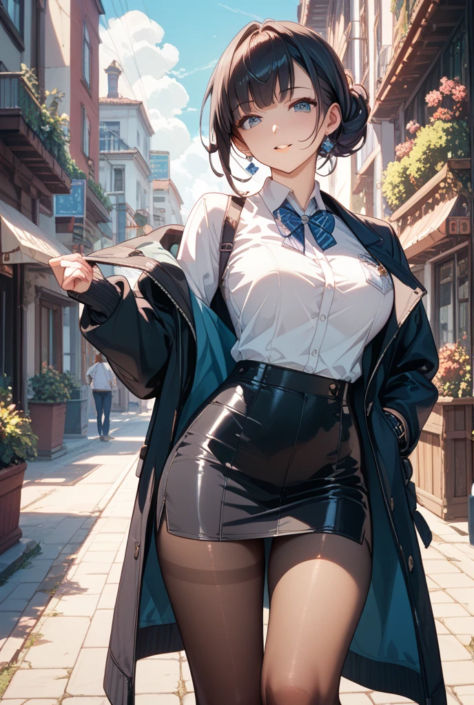 Bending down tying shoe, showing panties,masterpiece, best quality,1girl,young girl,brown eyes,short hair,disappointed _face,shiny skin,(nice leg line:1.3),thin waist,huge breasts,
BREAK
, Cream_turtleneck_sweater, brown_plaid_wool_skirt, black_tights, black_ankle_boots, gold_hoop_earrings, black_crossbody_bag,
BREAK

,depth of field,looking at viewer,standing,from below,from behind
