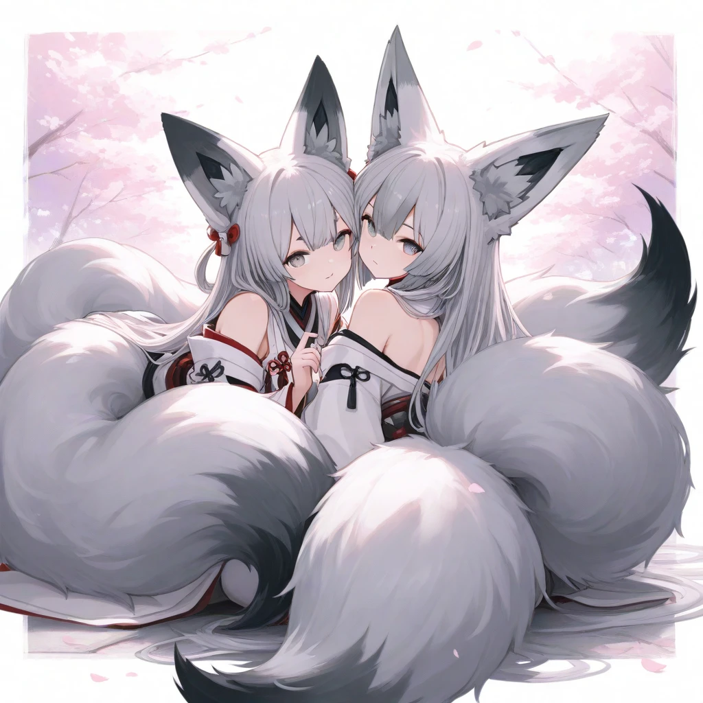 A cat girl with long white hair and red body, pink body, huge breasts, big nipples, a big cock, very long, very large testicles, is having sex with a sexy girl until the semen squirts out.