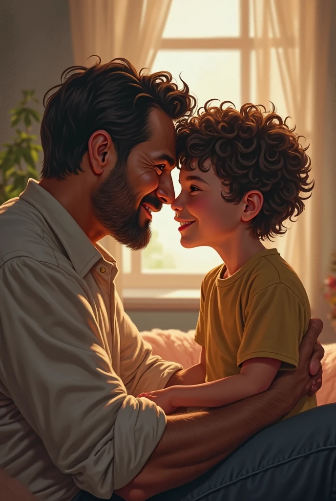 Man lovingly hugging a child