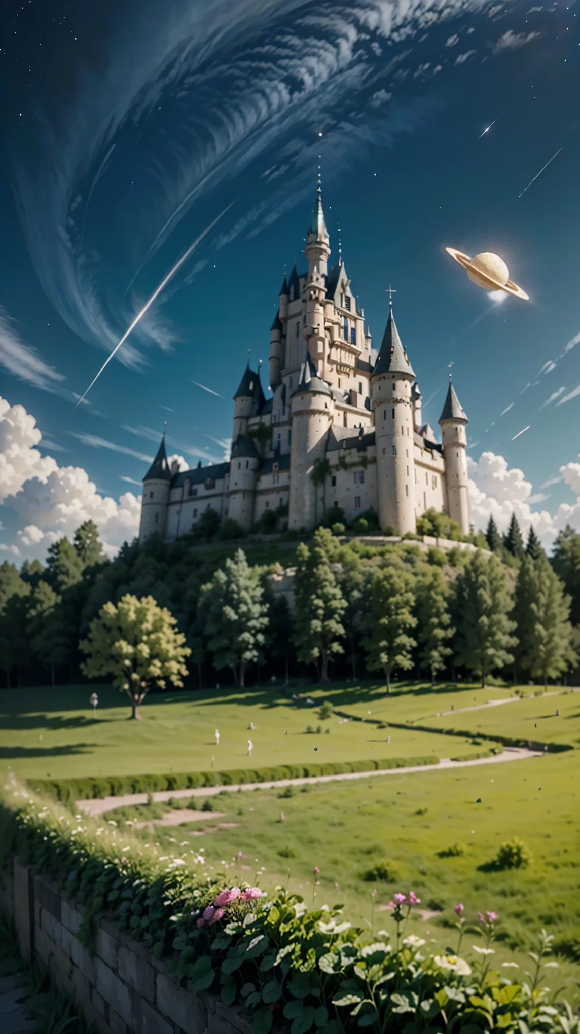 (Obra-prima,melhor qualidade:1.4),,,lindas sombras,
arte oficial,great illustration
perfect anatomy, hiper detalhado, ultra detalhado,(arte oficial), outer space, terra, a large, long white radish with lots of leaves and roots floating in the sky like Laputa Castle,(de cima:1.3), Belle, Persephone