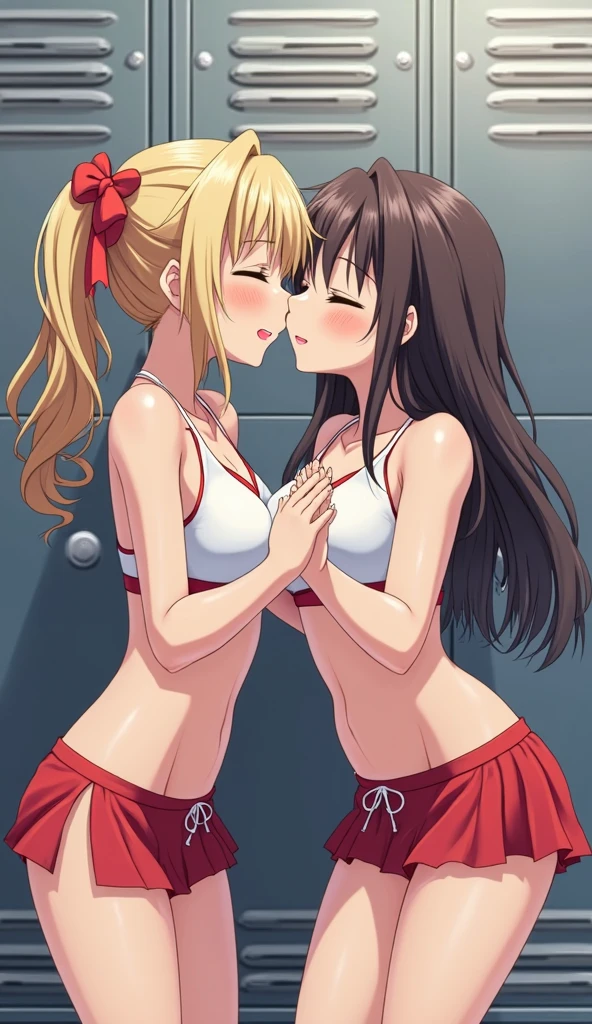Could you draw me a brunette futanari sticking her penis into a blonde with big tits?