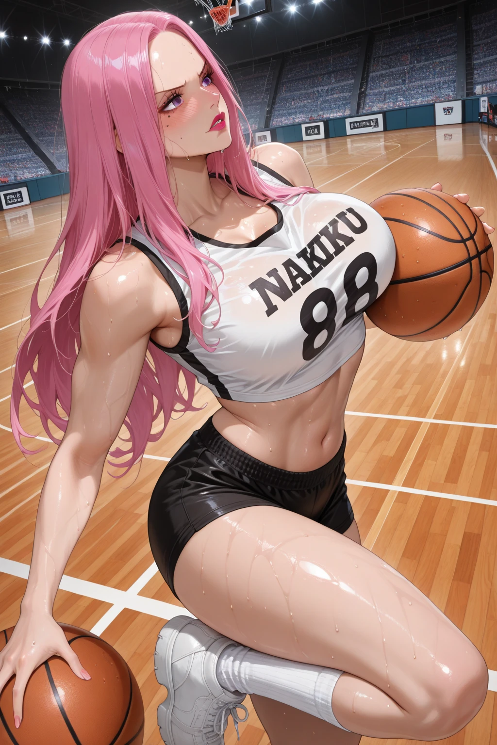 Best quality、8K、4k、high quality parts, astolfo、(high growth: 1.1), fgo、flat chest、long braids、volleyball uniform, jack-o pose