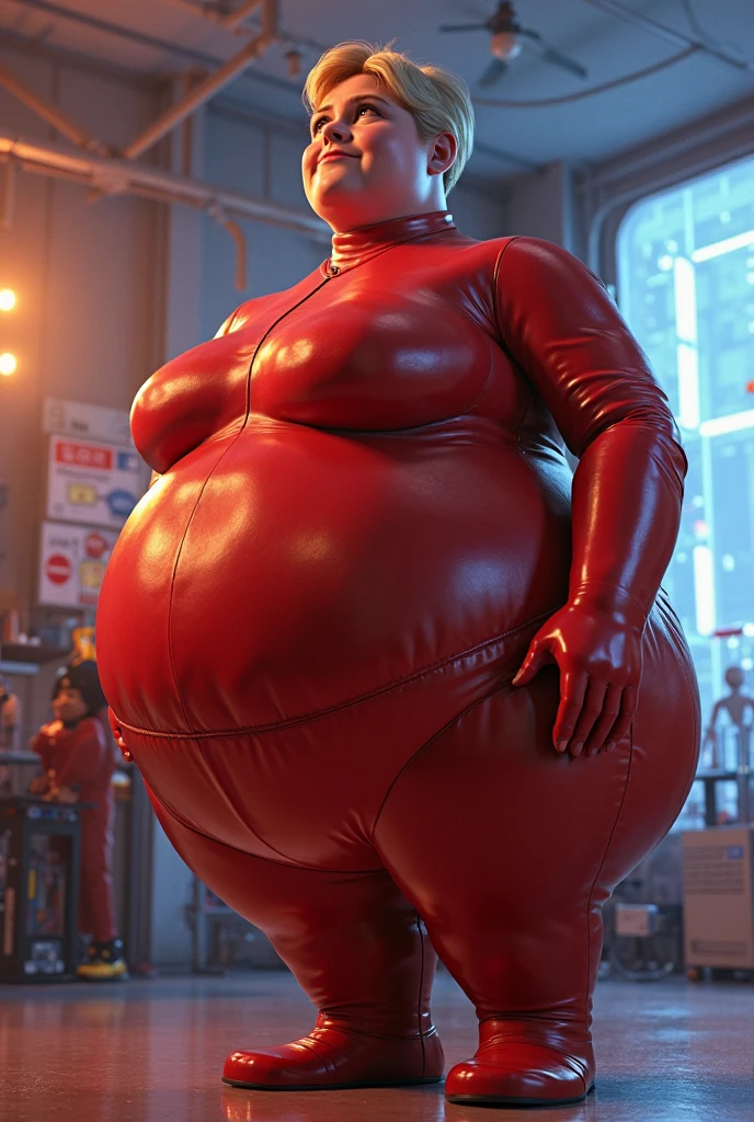 CCTV, (deep red theme:0.7) , Complementary chubby Man, Healer, wearing contrasting colors Dance costume, Action pose, Choker, Vorticism Art, Sunlight, made of Foam, trending on artstation, (art by Phil Koch:0.8)