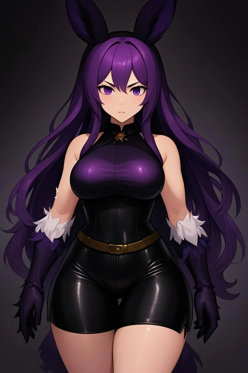 ((8K resolution))、((highest quality))、((masterpiece))、((Super detailed))((((dramatic))), (anatomically correct)、Depth of object being written、look at the camera、((kafka, (Wear round glasses on your head:1.3), (purple eyes:1.1), purple hair, long hair,))front、eight-headed body、Thin but muscular body, toned arms, long and thin legs, Athletic Presence,(theme、whole body:1.1), white background