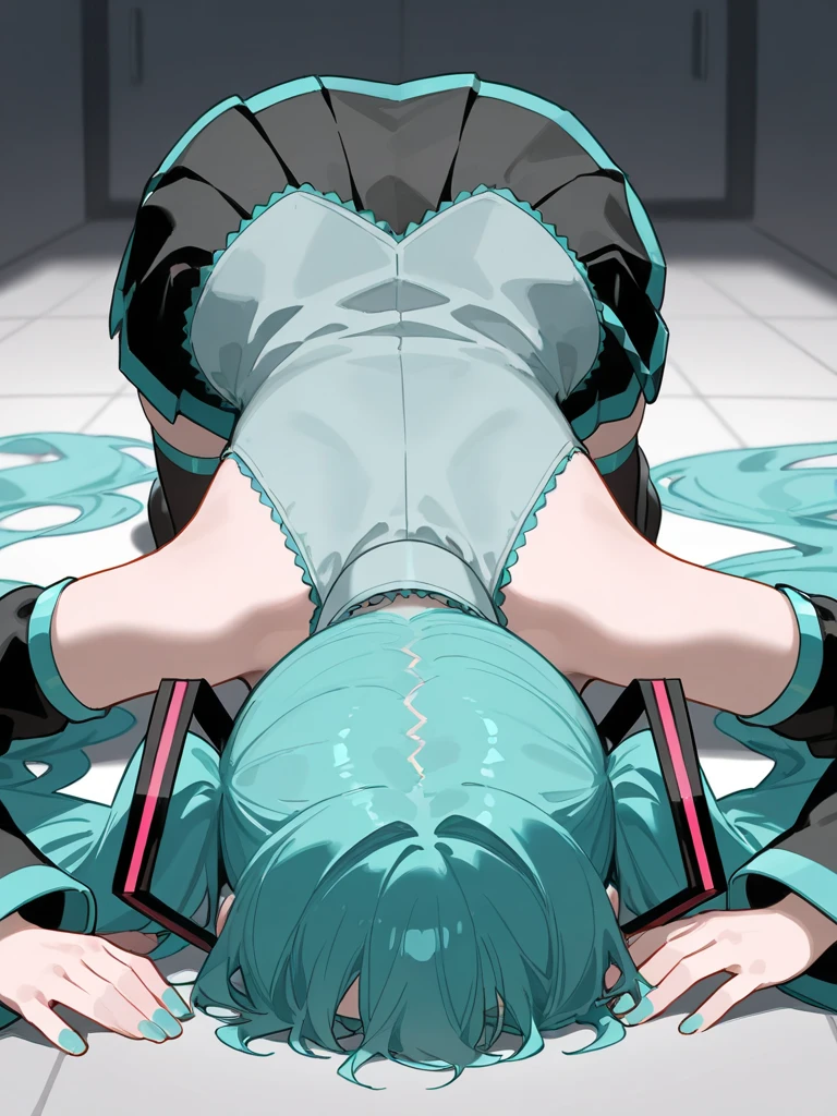 1boy in,NSFW,(((1girl,1boy,sex,vaginal,clothed))),c.c., Expressionless, (Look at other people:1.1), (Lie in:1.2), On the floor, Focus Only, From above,
Long sleeve, white lace panties,all fours,crawling,
Orange eyes, Green Hair, Very long hair, (White straitjacket:1.6), Black belt,
mksks style, Beautiful background, (chromatic aberration, Lens flare, indoor, bedroom, bed sheet, bed, Particles of light, Holographic interface:1.2) ,
break masterpiece ,8k unity wallpaper,anime key visual,highest quality, High resolution, (shape:0.8),anime coloring,
highly detailed face, detailed eyes,growing eyes,shiny skin,fine skin,white skin,dense skin,detailed hair,highly detailed legs,
perfect lighting, Detailed CG,
(perfect hands, perfect anatomy),High resolution,
Break slender limbs, delicate curves, dainty hands,figure:0.8,