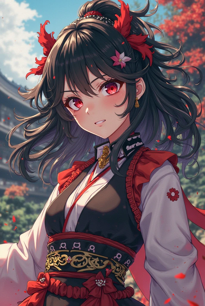 tmasterpiece,Highest image quality,super detailing,A high resolution,high saturated,Lighting effects,and the sun was shining brightly,garden with colorful flowers。,Antique characters,Faraway view。one-girl,The face is delicate,There are big eyes of God,Happy smile,Close one eye,Black eyes, hair,Details coiled,long braid,Black eyelashes,Look up,DOA ,Creative warm color dress。