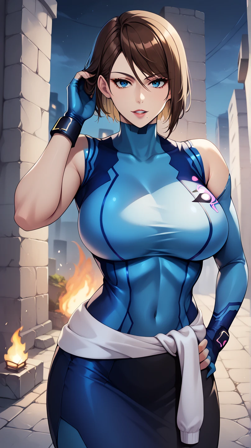 great quality, (1 woman), very focused face, nobara, diamond face, perfect eyes, (wearing mage robe), mage robe, magic, strong shadows, full body, detailed face, (casting spell), blue flashes of light, blue sparks, in battle, detailed abs, shinying eyes, (masterpiece), direct light, underlight, strong jaw, (large boobs), massive ass, thick thighs, (long torso), wide waist, skinny torso, fit, perfect face, sexy, (blushing),