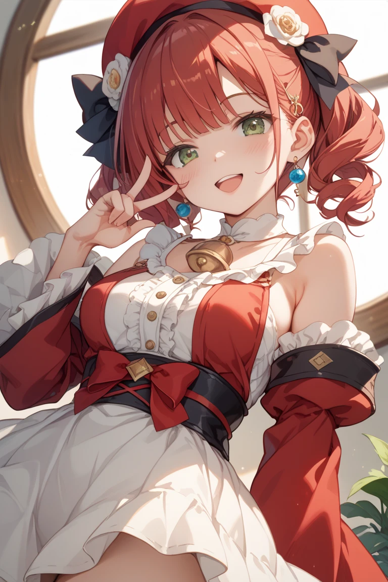 Masterpiece, Superb Girl, Best Girl, Best Beauty, World Masterpiece Theater, Super Fine, Superb Quality, Superb Quality, Short Red Hair, High Resolution, Extreme Girl, Extreme Girl, Illustration, Looking at the Audience, Canvas, Oil Painting, Green Eyes, Big Breasts, Robe