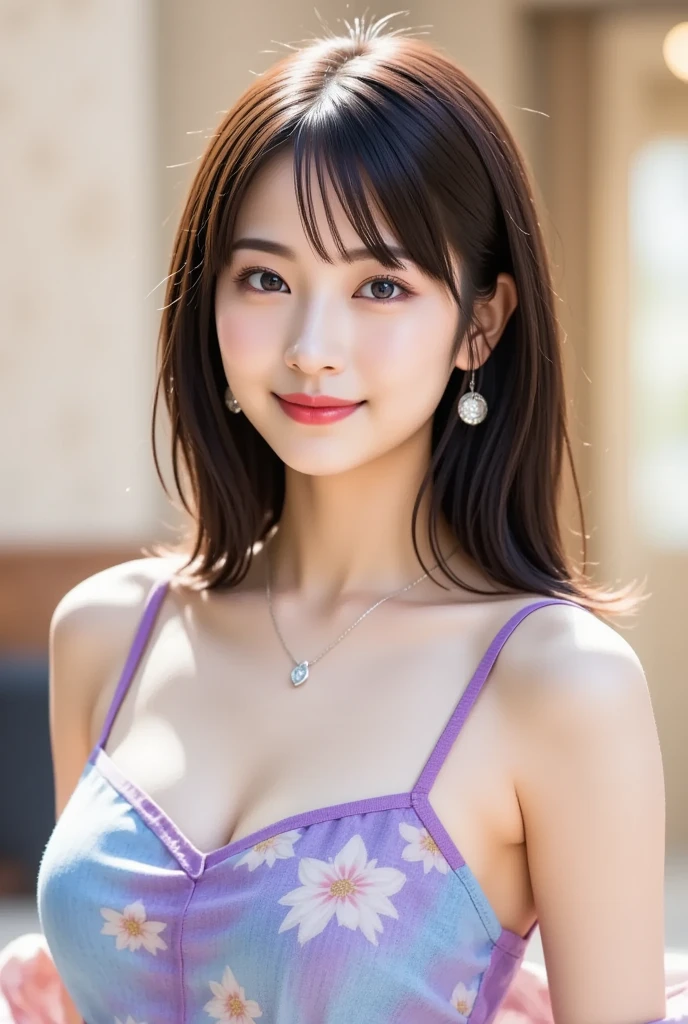 1 girl, (Wearing a deep purple outfit:1.2), Very beautiful Japanese idol portraits,
(RAW Photos, Highest quality), (Realistic, Realistic:1.4), (masterpiece),
Very delicate and beautiful, Very detailed, 2k wallpaper, wonderful, finely, Very detailed CG Unity 8k 壁紙, Very detailed, High resolution, Soft Light,
Beautiful detailed girl, Very detailed目と顔, Beautiful and sophisticated nose, Finely beautiful eyes, Cinema Lighting,
(Simple light color background:1.3),
(Medium Hair),
Complete Anatomy, Slender body, Small breasts, smile