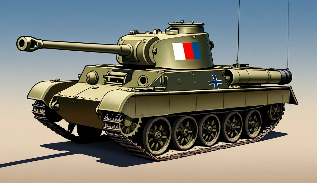 t_34 tank in field, cartoon, dark colors, fallen city on background  <lora:t_34_SDXL:0.8>
