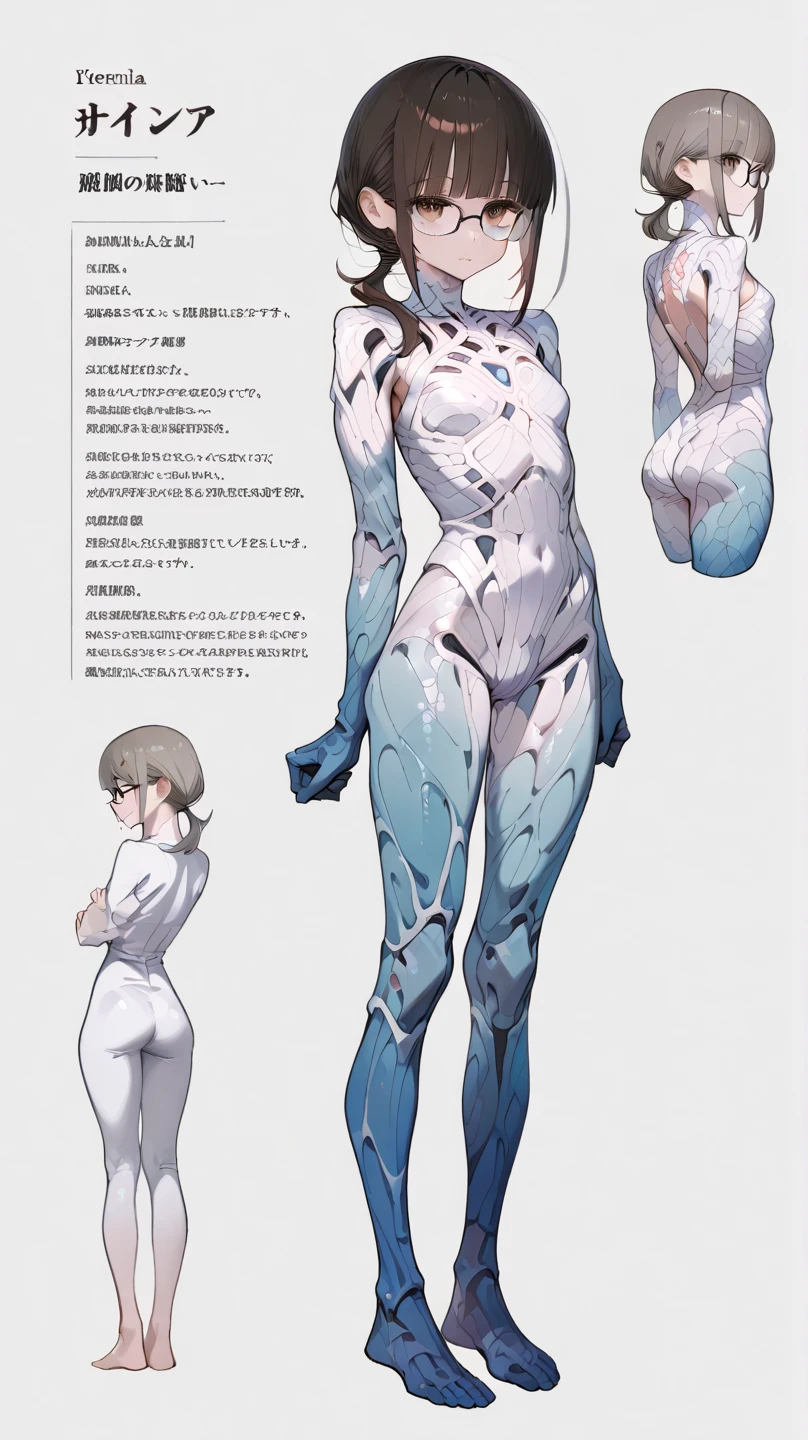 Diagram explaining the structure of the human body。naked woman。