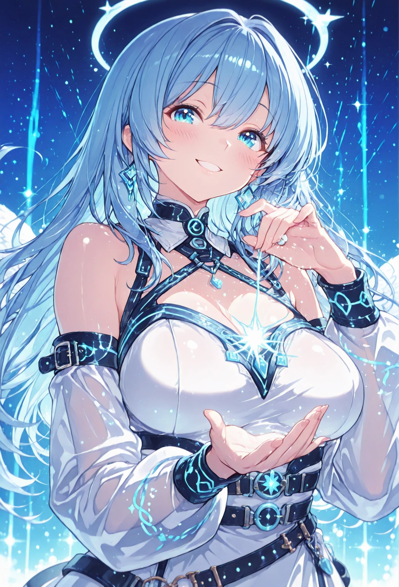 anime girl with blue hair and white dress holding a sword, trending on artstation pixiv, detailed digital anime art, artgerm on artstation pixiv, detailed anime art, detailed key anime art, detailed anime artwork, guweiz on pixiv artstation, cushart krenz key art feminine, digital art on pixiv