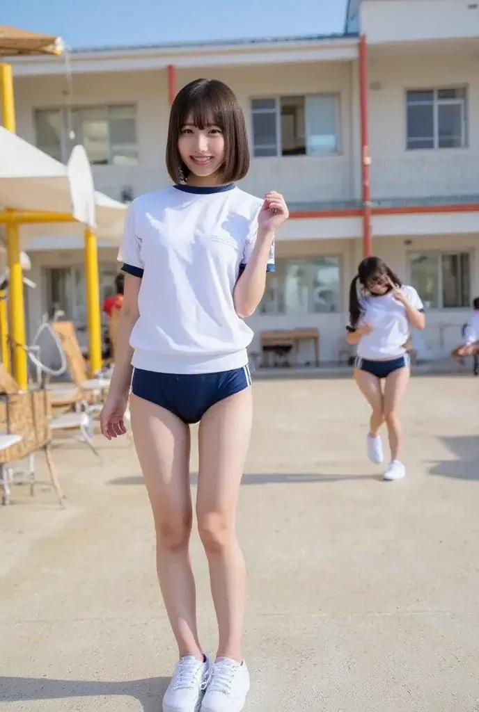 Japanese、Upright、Gym Clothes、womanhood、front、Schoolyard