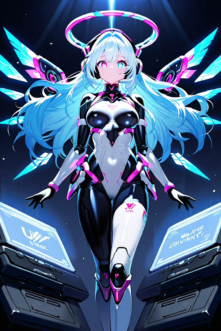 masterpiece, best quality,upper body,
1girl, cyber helmet, with red triangle led lights and a halo, orange tech wings, red heart, 
in a (bioluminescent:1.35) ocean, (biofluorescence), (vibrant, colourful, color,:1.4), (glowing, glow), (vibrant, colourful, color:1.4)
(beautiful composition, coherent:1.3), perfect composition, perfect lighting, cinematic lighting, intricate, (symmetrical:0.65), whimsical, 
<lora:ButterflyX_v26:0.6>