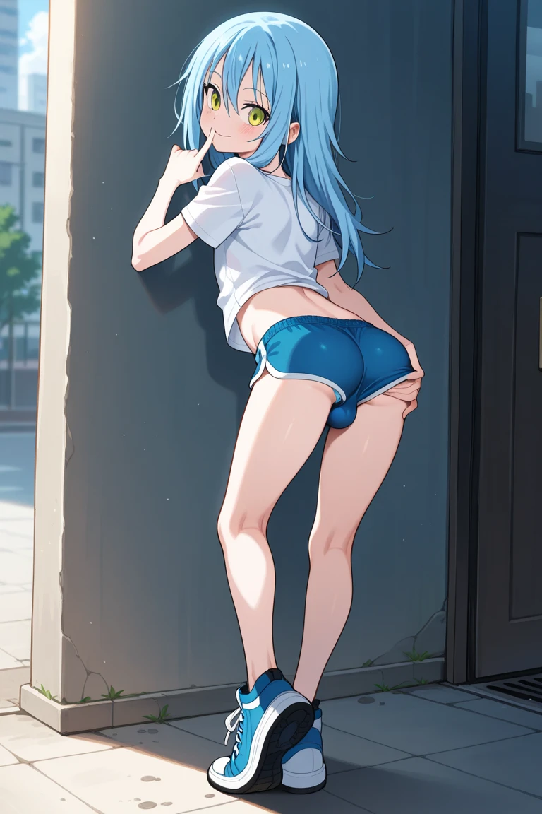 (8k, best quality, masterpiece:1.2),,retro artstyle,mall, shopping center,indoors,solo,1girl,maron,(), bare shoulder,(blue eyes,aqua hair,blunt bangs),off shoulder,standing, light smile,looking at viewer,(arms at sides), medium breasts, short sleeves,long hair ,nude,show pussy huge cum on body, neked body,show ass, pussy, show breasts