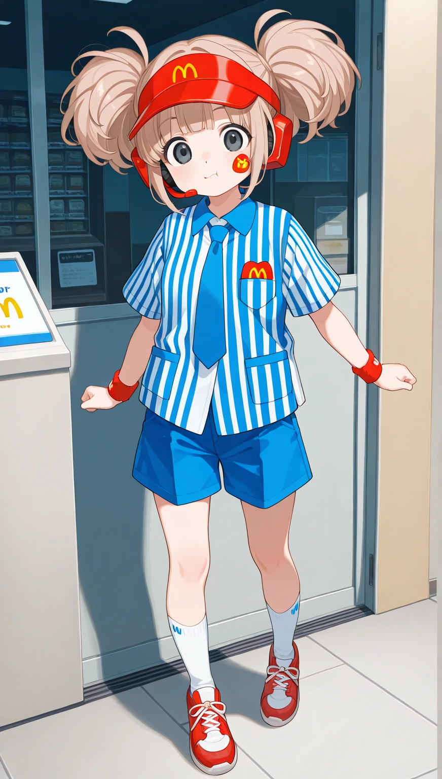 masterpiece, best quality, solo,1girl,looking at viewer,indoor,McDonaldâs,
<lora:McSumire:0.7>McSumire,long pants