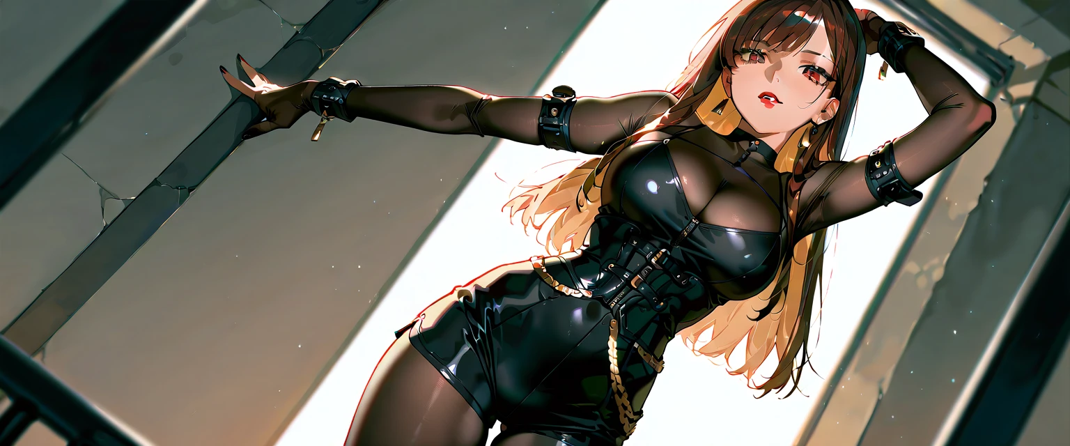 Bikini girl，Wield the whip，Giant buttocks，Iron chains，flash lights，gallows，knife holder