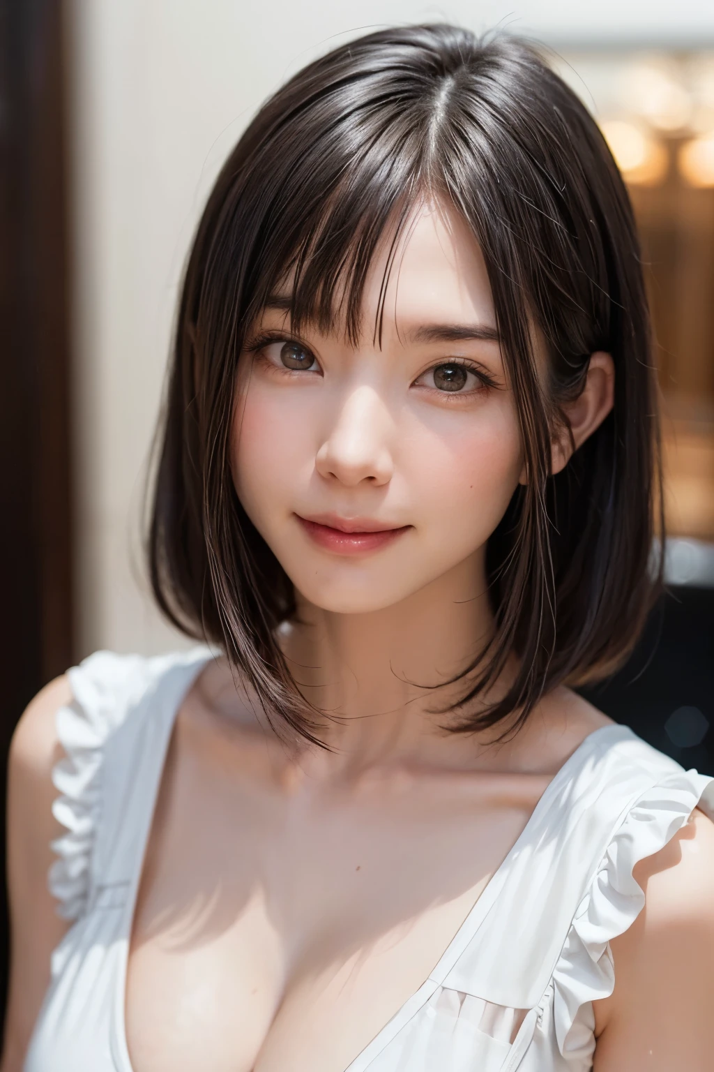 (software:1.8、masterpiece, highest quality),1 girl, alone, hyper Realistic, Realistic,Realistic, Looking at the audience, Light brown eyes:1.4,Brunette Short Bob Hair with highly detailed shiny hair, Brightly colored winter clothes, Lepangas:1.4), Outdoor, Mouth closed, Upper Body、big chest eye、eyelash、{Hugeな|big chest|Hugeなな|Mega} whole :2, chestの谷間:2、(((big chest eye、Short Bob Hair、Highlights from Students、Looking at the audience、She is very beautiful and cute、Show me your ears、Long neck、smile、Close your mouth and smile、Bangs and beautiful teeth)))、Ideal body type、(Nothing is drawn、Very beautiful pure white background:1.6)、美しいLong neck:1.4、(({Huge|big|Hugeな|Mega} chest, chestの谷間:2、Upper Bodyは服を着ていない:1.6))、(((Portraiture:2)))、Perfect Anatomy