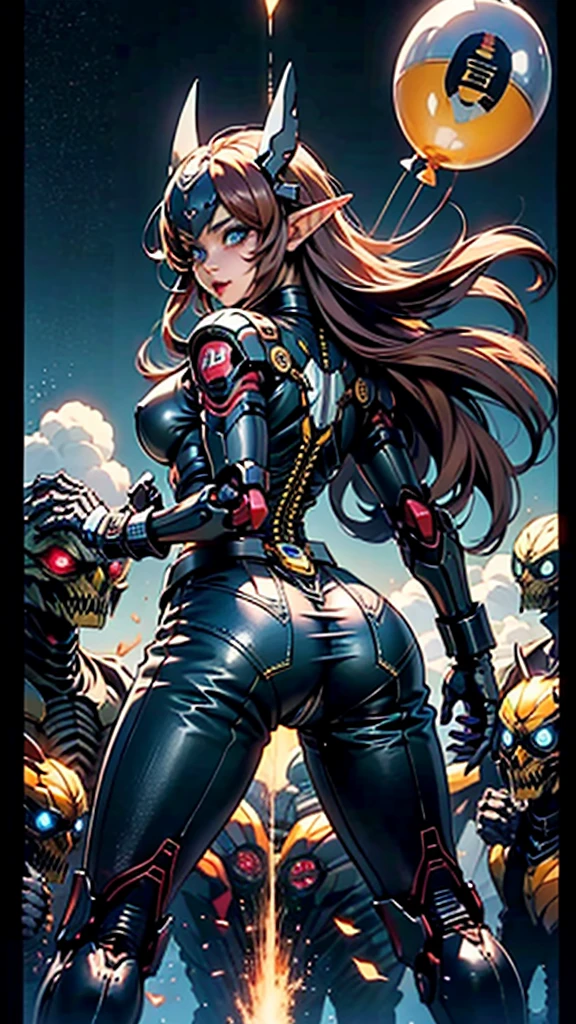 ((Highest quality)),(超High resolution),(Very detailed),(Detailed Description),((The best CG)),(masterpiece),Ultra-detailed art、(Highest quality、8k、32K、masterpiece)、(Realistic)、(Realistic:1.2)、(High resolution)、Very detailed、Very beautiful face and eyes、1 female、((Narrow eyes、Droopy eyes:1.4、fine grain))、Tight waist、Delicate body、(Highest quality、Attention to detail、Rich skin detail)、(Highest quality、8k、Oil paints:1.2)、Very detailed、(Realistic、Realistic:1.37)、Bright colors、, (Big Breasts、Cleavage)、a girl in powered armor, raise both hands, full armor, powered leg, battle armor, shoulder armor, leg booster, battle between buildings in the city, light effect, robot wing, standing, blush, embarrassed, open mouth, dynamic angle, masterpiece, アニメ, highly detailed, high quality, ((Many tentacles wrapped around the body))
