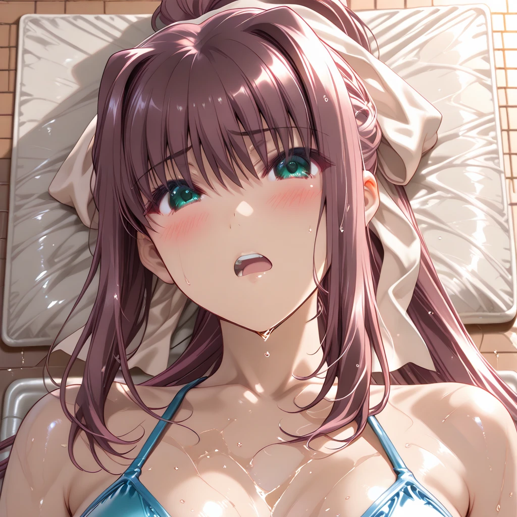 (8k, RAW photo, best quality, masterpiece:1.2), yjnn, 1girl, 3d, asian, bangs, bare_shoulders, bow, bra, breasts, brown_eyes, brown_hair, cleavage, grey_background, lips, long_hair, long_sleeves, looking_at_viewer, medium_breasts, navel, nose, off_shoulder, open_clothes, open_shirt, panties, realistic, shirt, solo, stomach, underwear, undressing, upper_body, white_bra, white_panties, white_shirt,Shiny skin, beautiful delicate face, beautiful delicate eyes ,(realistic, photo realistic:1),Lie down on the bed