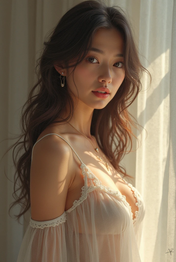 a beautiful young woman in elegant lingerie, delicate lace and silk, soft lighting, sensual pose, intricate details, cinematic composition, dramatic chiaroscuro lighting, glowing skin, ethereal, dreamlike, romantic, high fashion aesthetic, editorial style, cinematic color grading, masterpiece