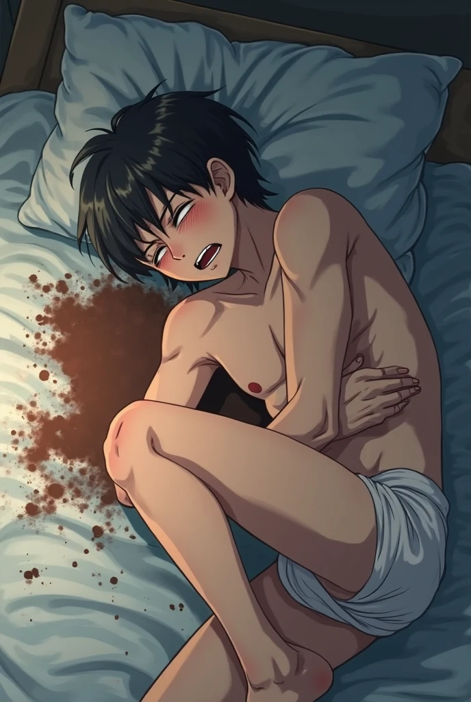 (nsfw:1.1),((1man and 1boy lying in bed,having sex:1.5)),(missionary position:1.1,lying in bed:1.1,bird's eye view:1.2),(face to face:1.1),(vaginal huge penis:1.7),(rape:1.4), boy is ((loli:1.5)),((10 years old:1.5)),((((((futanari)))))),((((flat chest)))),((sailor uniform)),(((dark skin:1.75))),(((blue eyes,narrow eyes:1.45))),((black hair)),(Short-haired boyish short pixie hair:1.5),(lying on her back:1.25), (her eyes look dead:1.2,(((((expressionless:1.2))))),clear face:1.2,(((((empty eyes:1.2))))),There's no light in her eyes:1.2),(spread legs:1.5),(cum overflow:1.4),(cum on body:1.2),((looking to the side away:1.25)),(fertilization:1.5),(((tearful:1.5))),((forced orgasm:1.5)),((trembling:1.5)),(((open mouth:1.2))),((tearful:1.25)),(((((rolling eyes1.1))))),(((cum dump:1.1))),(((((closed eyes:1.45))))),(cum in mouth:1.5, cum on tongue:1.5, facial:1.5, bukkake:1.5,cum on body, cum on breasts:1.5, cum on clothes:1.5, cum on hair:1.5, excessive cum:1.5, pojecile cum:1.5),(((((erectile erection:1.5))))),